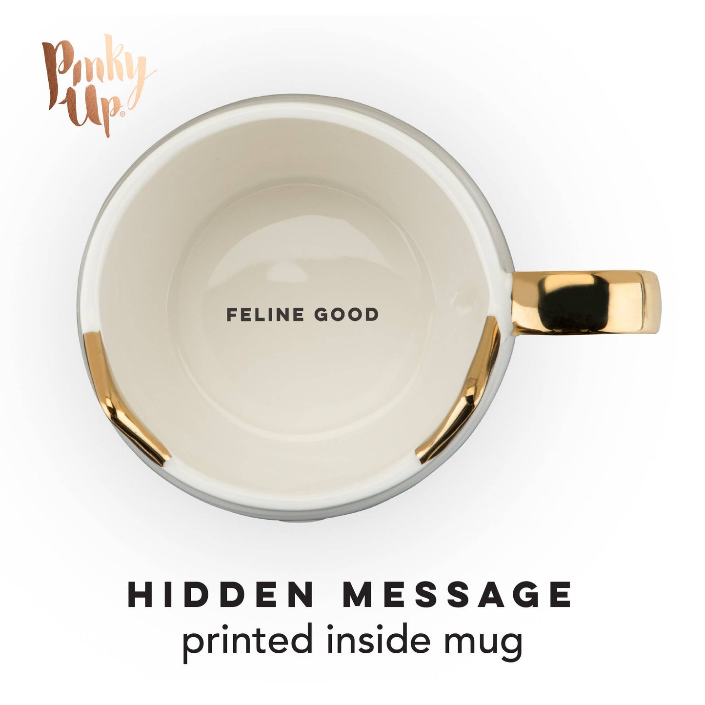 Pinky Up - Chloe™ Ceramic Mug Cat Feline Good in White and Gold