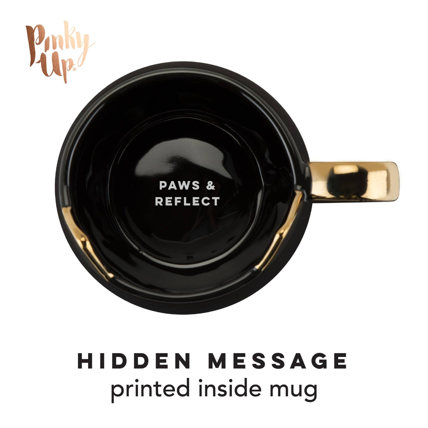 Chloe™ Ceramic Mug Cat Paws and Reflect in Black and Gold