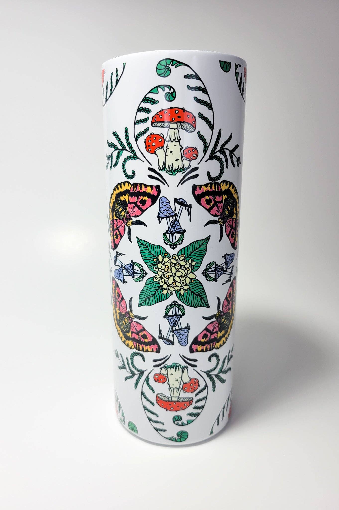 Mushroom Marauder - Mushrooms, Moths + Flowers Full Wrap | 20oz Steel Travel Mug
