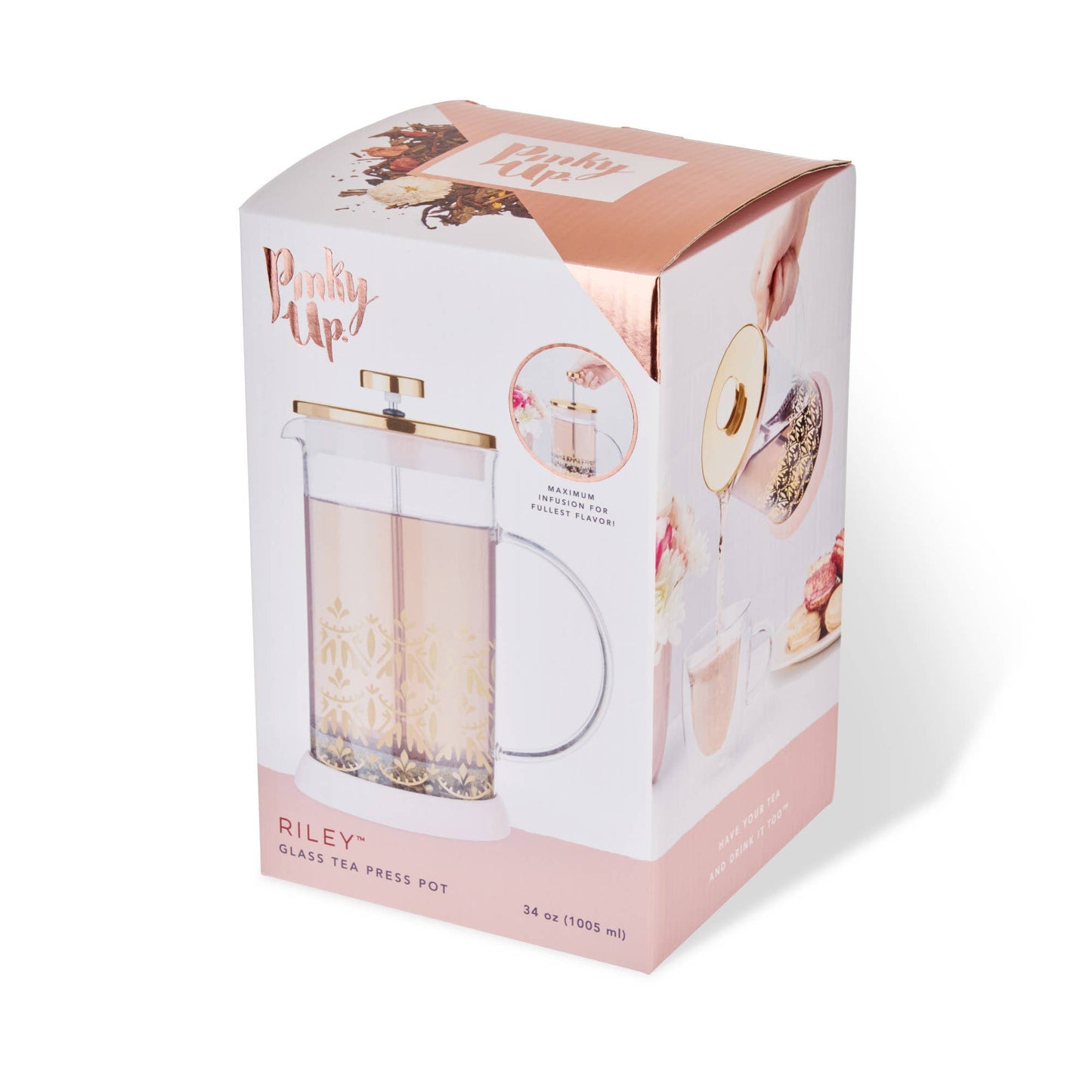 Pinky Up - Riley™ Casablanca Glass Coffee and Tea Press Pot 34oz