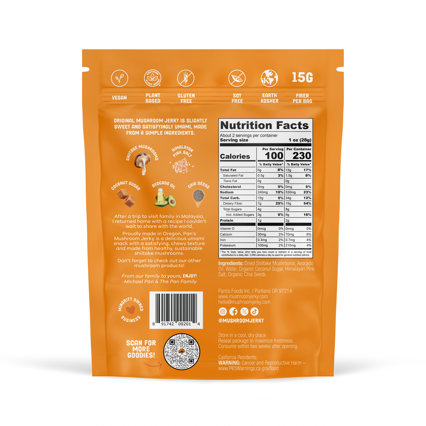 Pan's Mushroom Jerky - Pan's Mushroom Jerky - 2.2oz Original