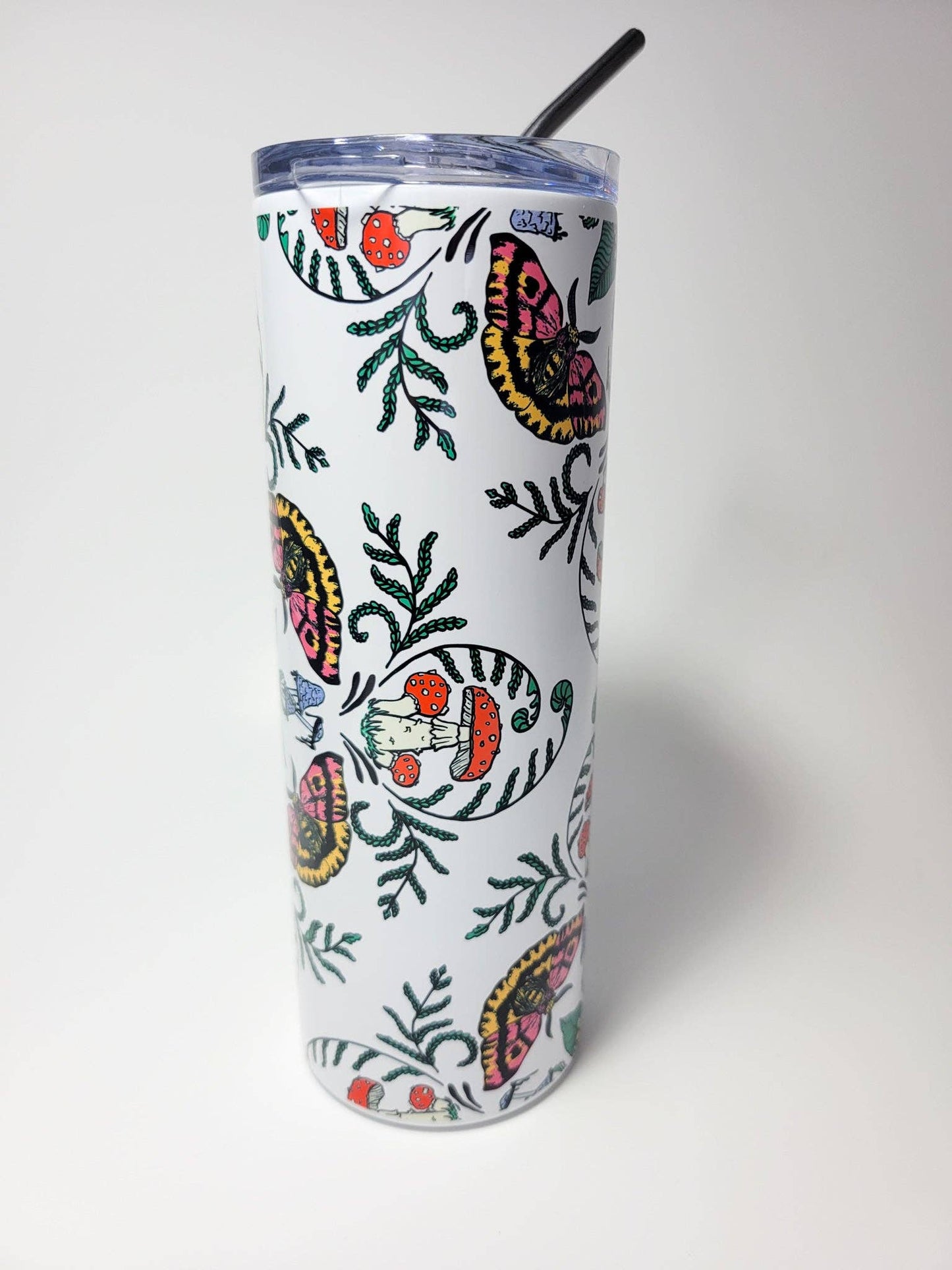 Mushroom Marauder - Mushrooms, Moths + Flowers Full Wrap | 20oz Steel Travel Mug