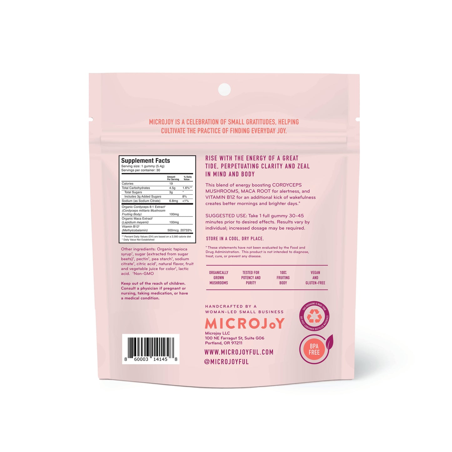 Microjoy - Motivate Mushroom Gummies (30) / Vegan Supplement / Energy