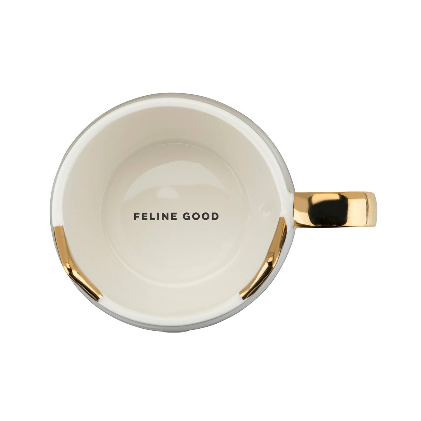 Pinky Up - Chloe™ Ceramic Mug Cat Feline Good in White and Gold