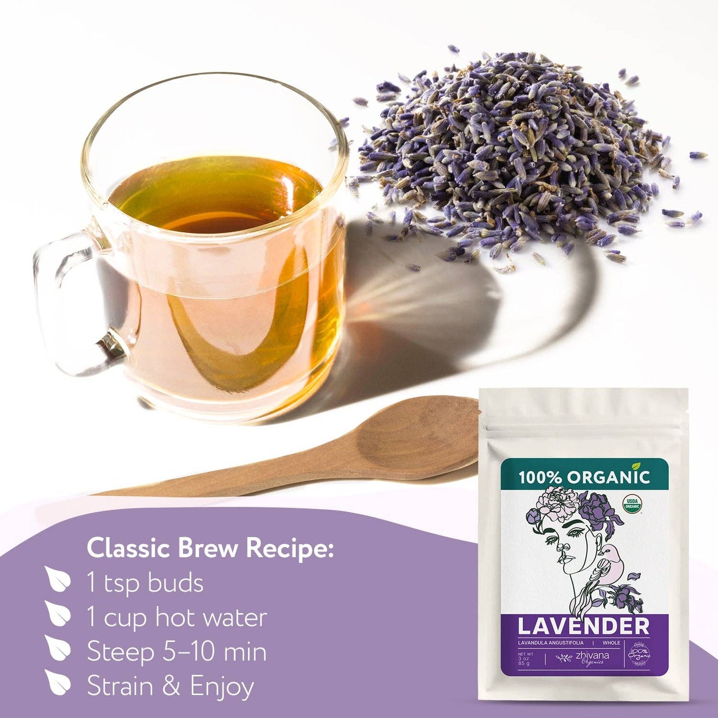 Zhivana Organics - Organic Lavender Buds (Lavandula angustifolia) – 5 lb Bulk