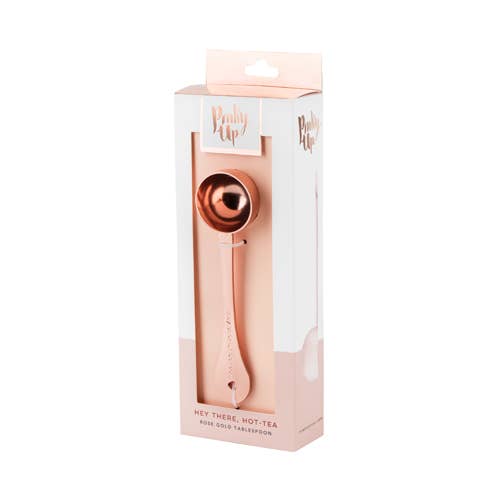 Pinky Up - Rose Gold Finish Engraved Tablespoon - "Hey There, Hot-Tea"
