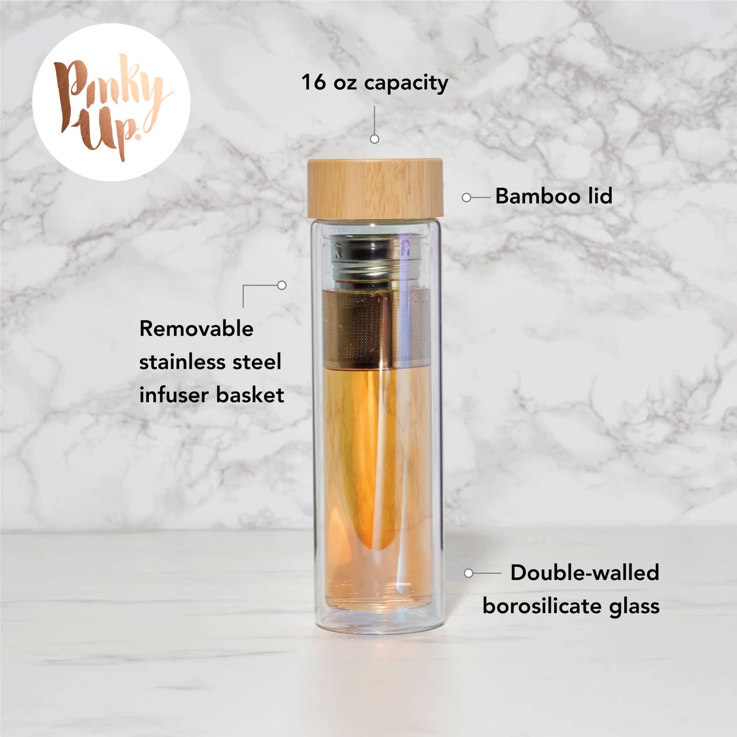 Blair™ Insulated Glass Travel Mug with Infuser Iridescent