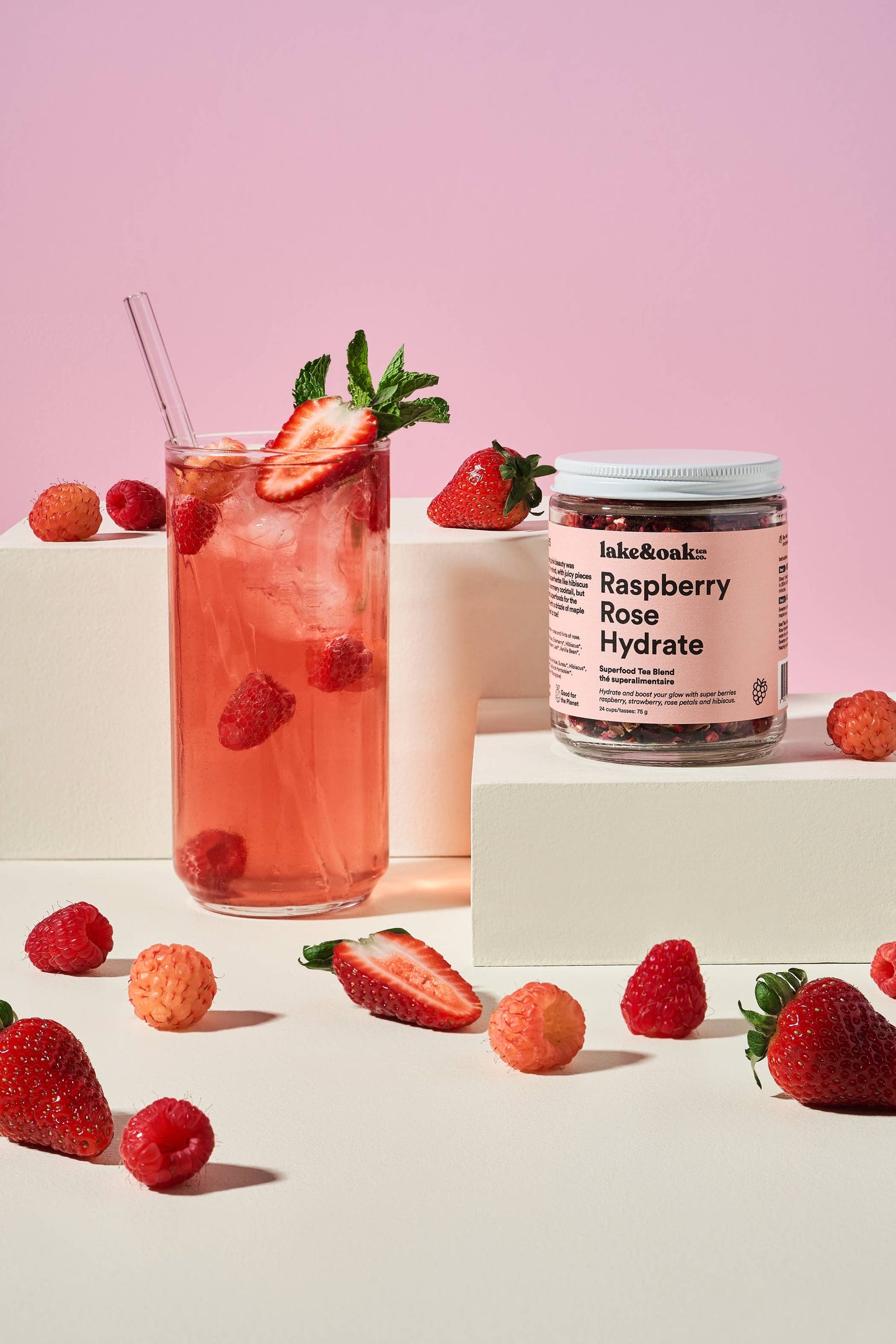Lake & Oak Tea Co. - Raspberry Rose Hydrate - Superfood Tea Blend