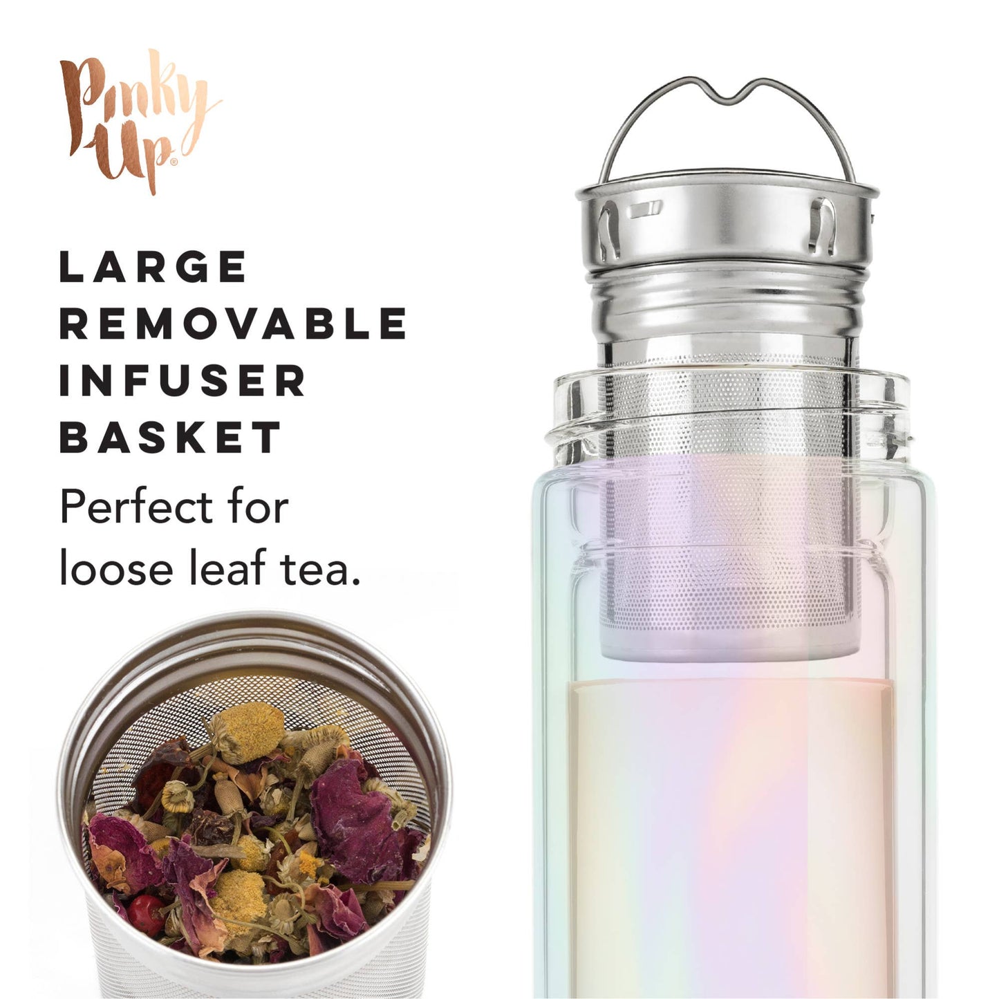Blair™ Insulated Glass Travel Mug with Infuser Iridescent