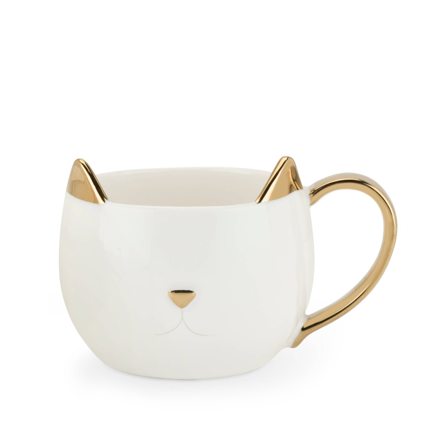 Pinky Up - Chloe™ Ceramic Mug Cat Feline Good in White and Gold
