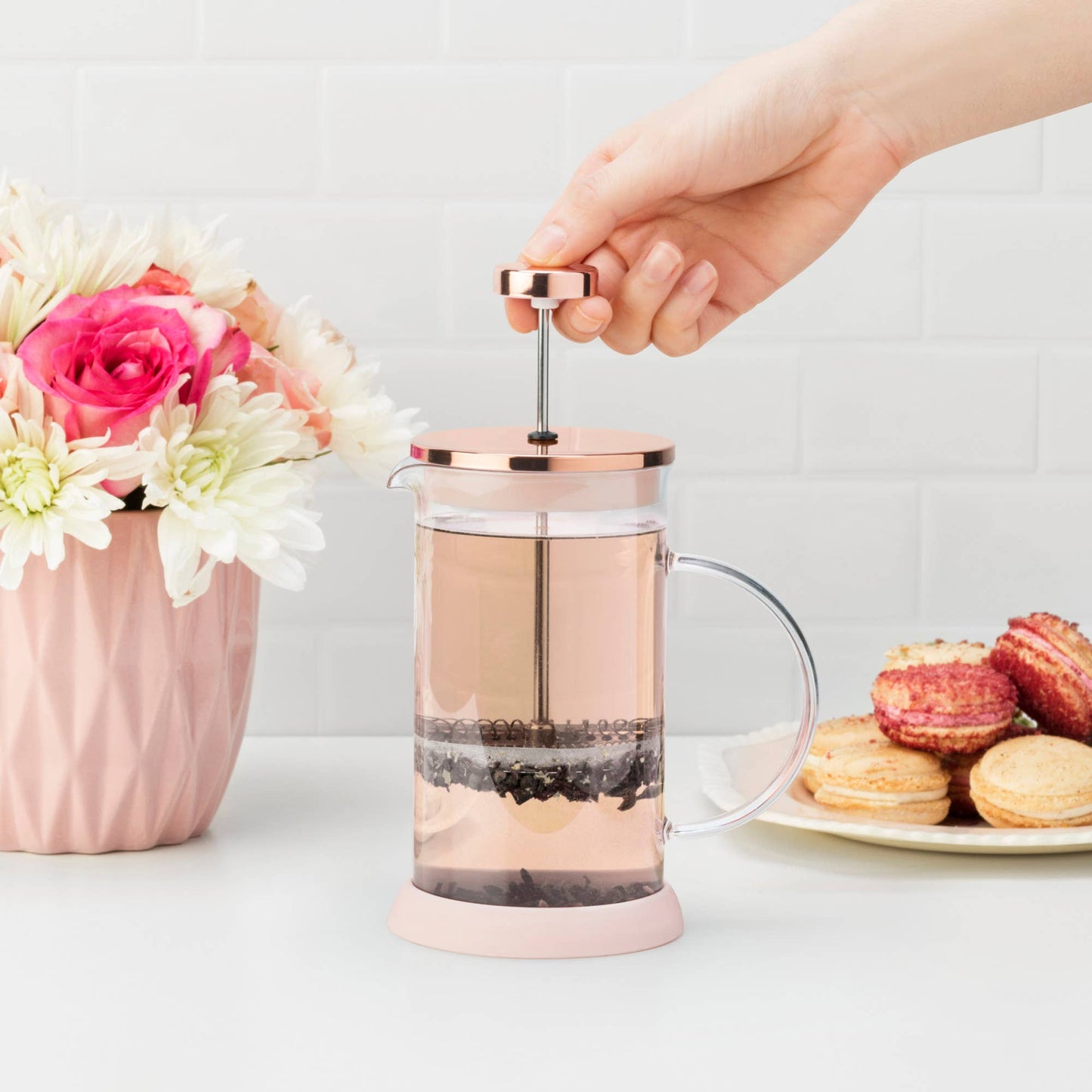 Pinky Up - Riley™ Glass Portable Mini Coffee and Tea Press Pot 12oz