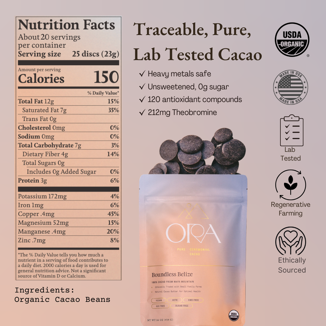 Ora Cacao - Boundless Belize 100% Cacao - Organic Ceremonial Chocolate