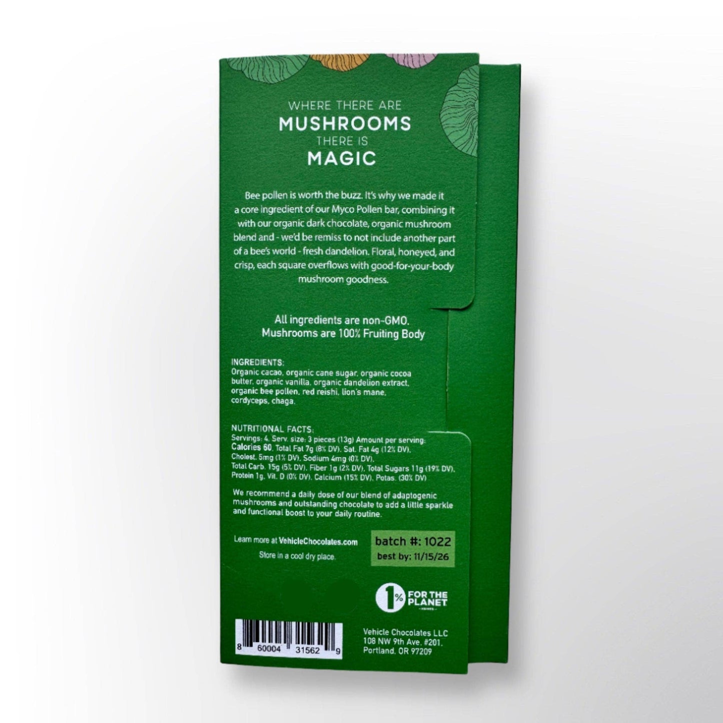 Vehicle Chocolates - Myco Pollen - Dark Chocolate Mushroom Bar