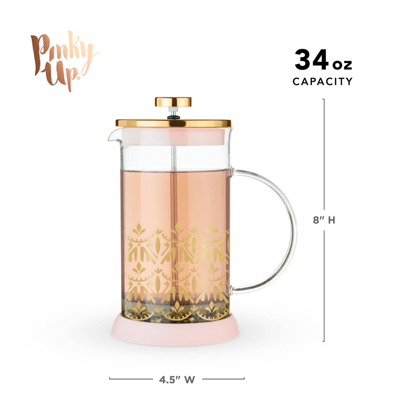 Pinky Up - Riley™ Casablanca Glass Coffee and Tea Press Pot 34oz