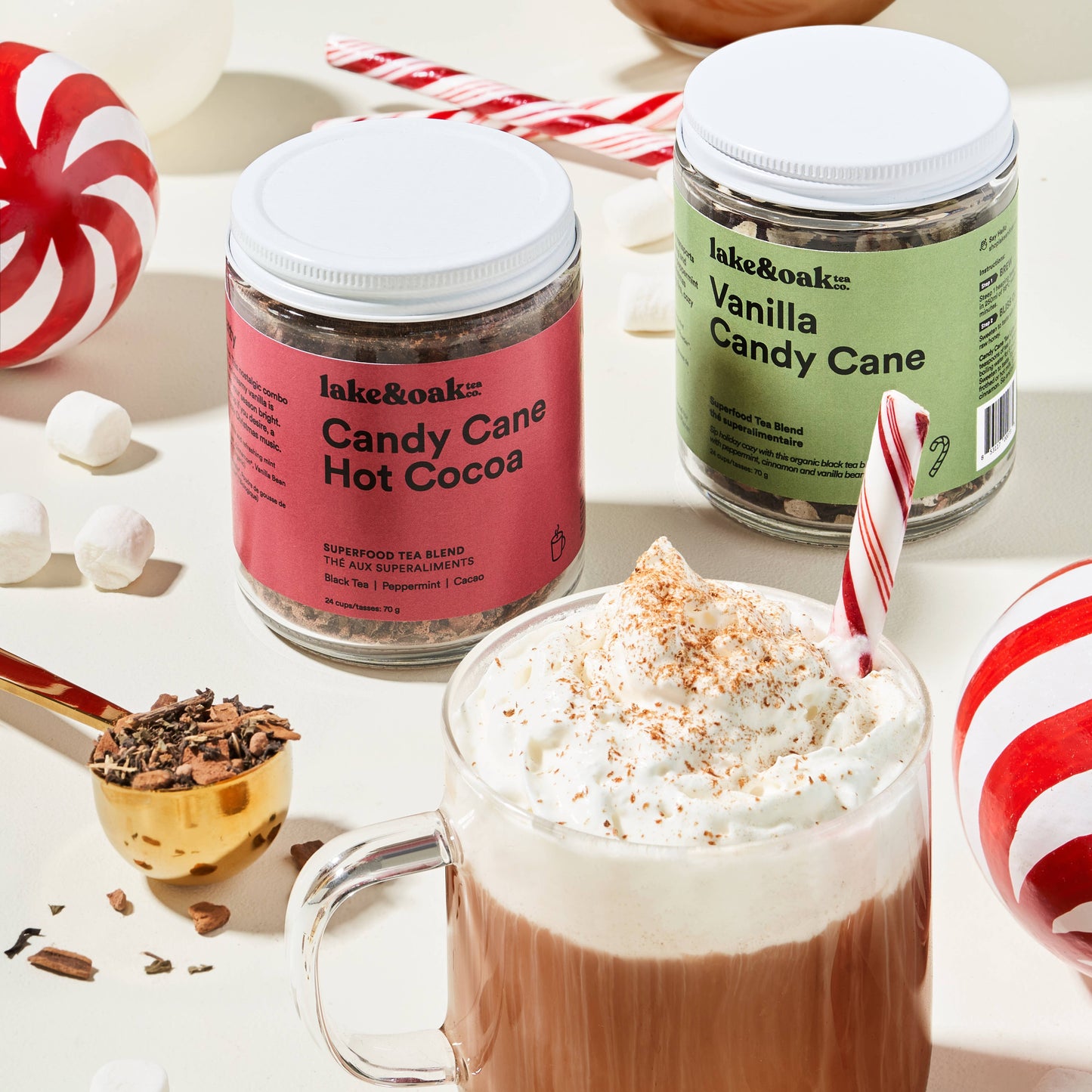 Lake & Oak Tea Co. - Candy Cane Hot Cocoa - Superfood Tea Blend (Original)