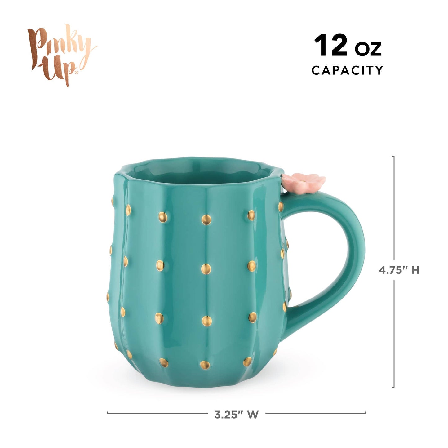3D Metallic Gold Accented Ceramic Mug Cactus