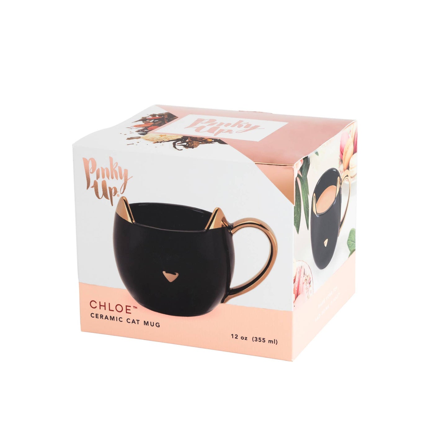 Chloe™ Ceramic Mug Cat Paws and Reflect in Black and Gold