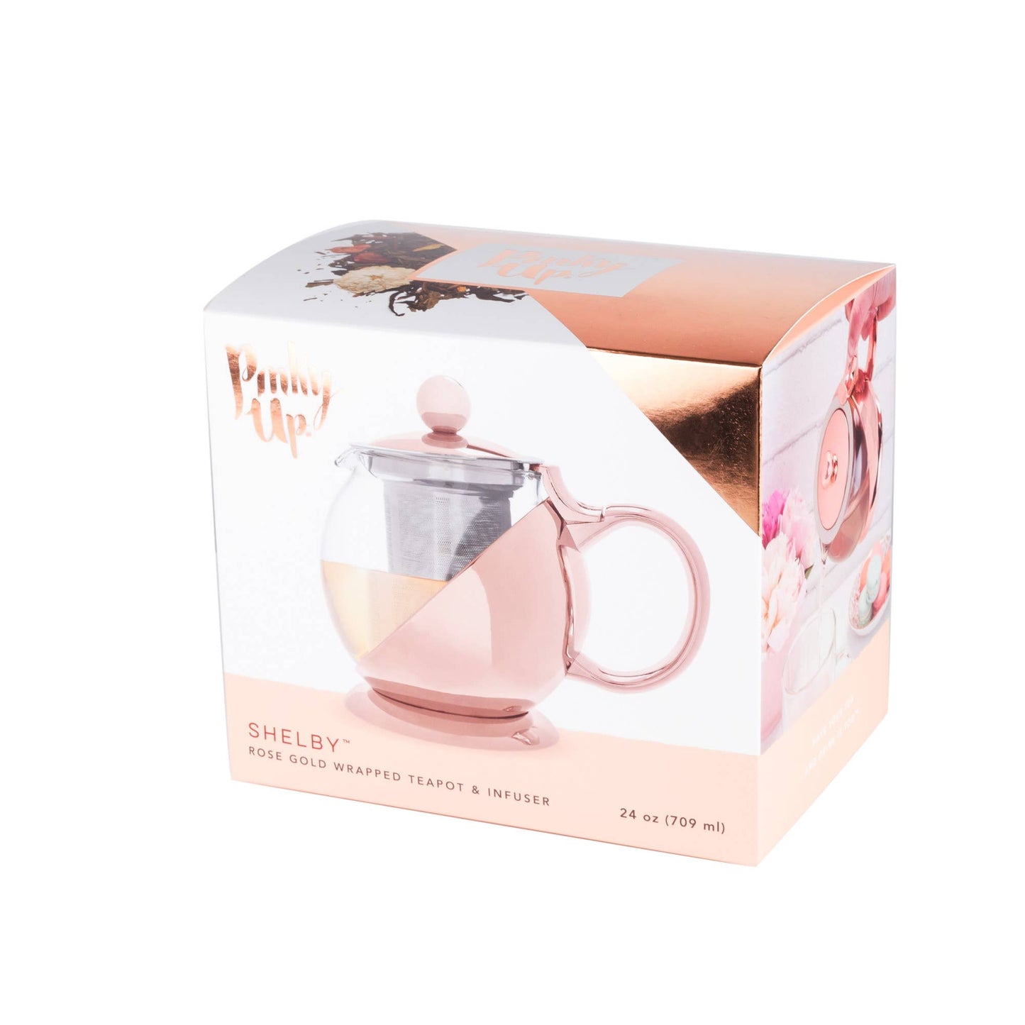 Pinky Up - Shelby™ Glass and Rose Gold Wrapped Teapot with Infuser 24oz