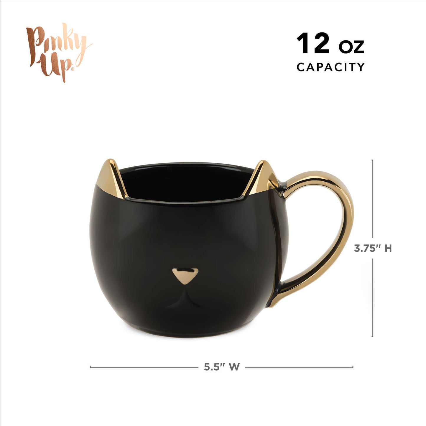 Chloe™ Ceramic Mug Cat Paws and Reflect in Black and Gold