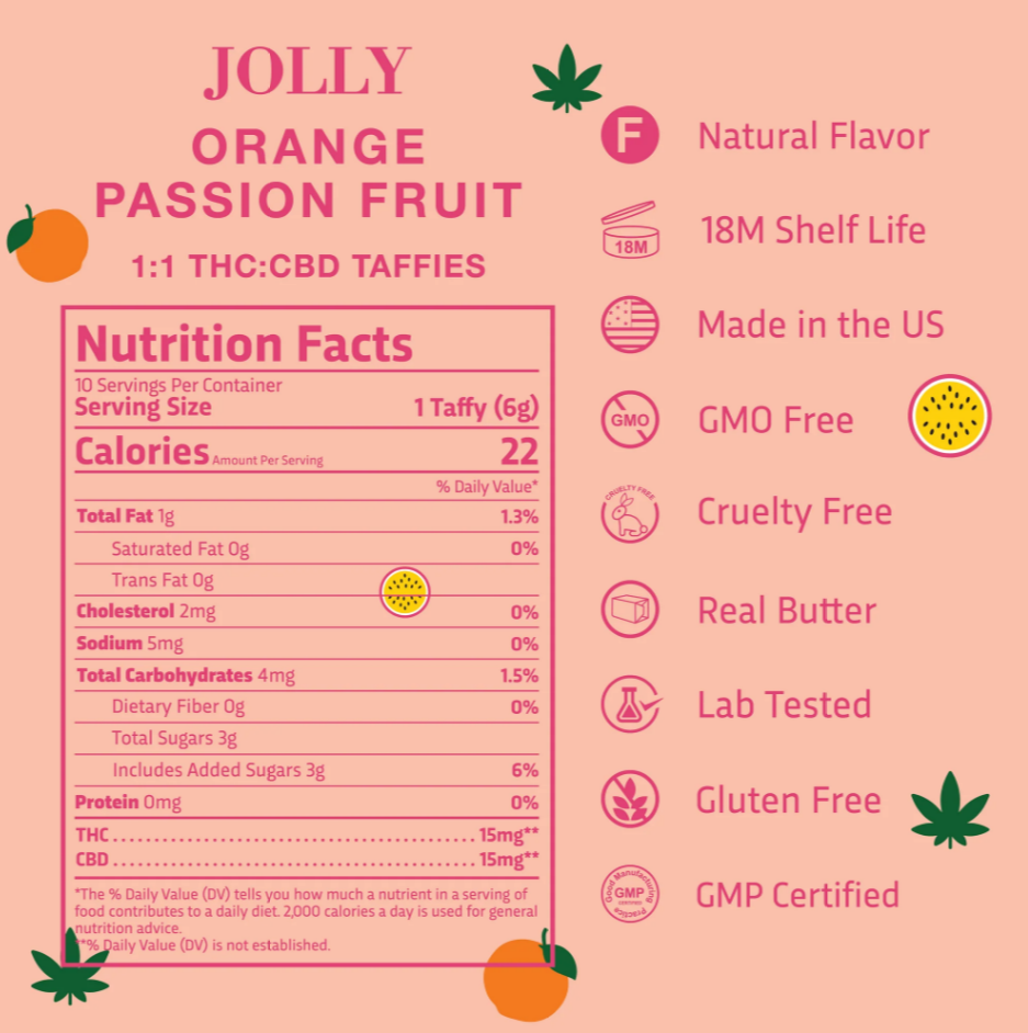 Jolly 1:1 Taffy (15 Ct) 15mg CBD:THC  [21+]