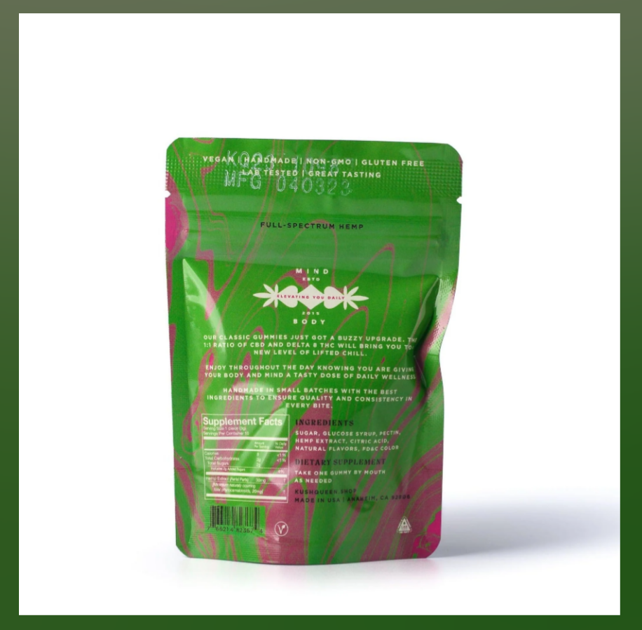 Kush Queen 1:1 CBD/Delta 8 Gummies (10ct)  [21+]