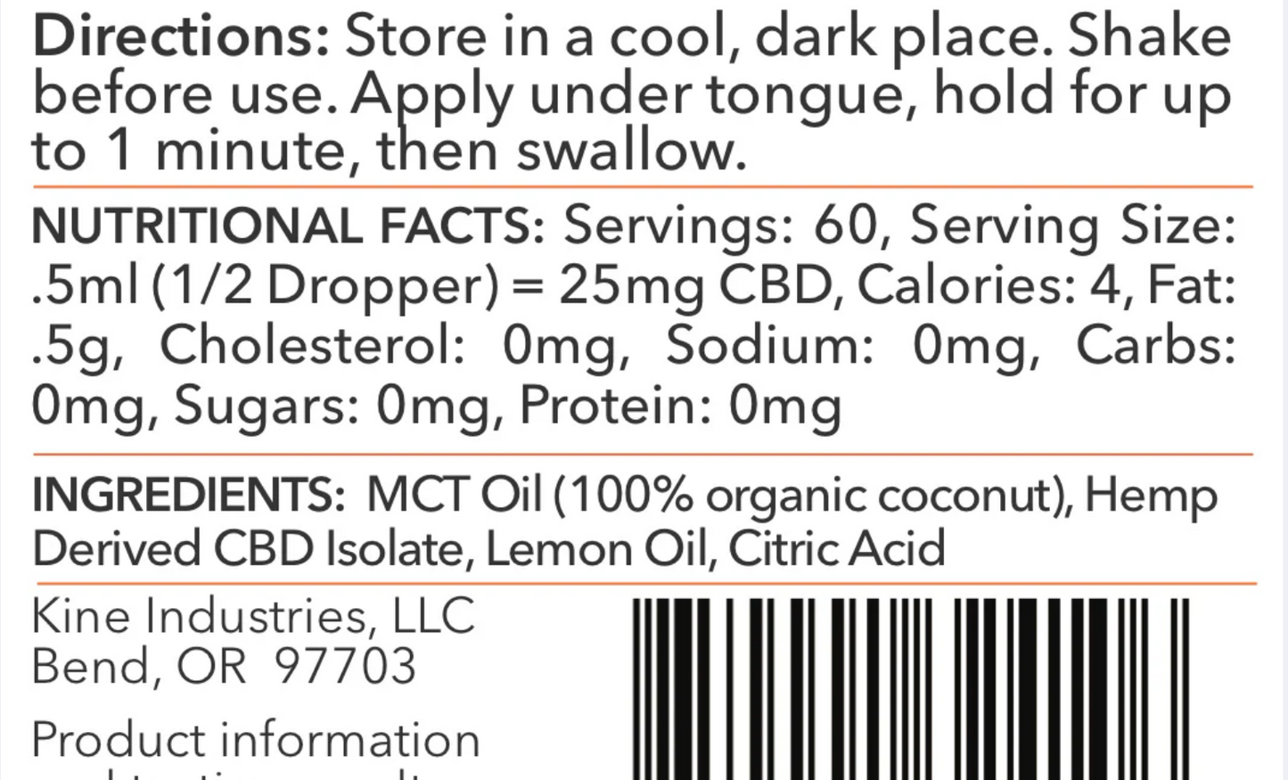 Kine Tincture 1500mg CBD Isolate (Lemon Flavor) [21+]