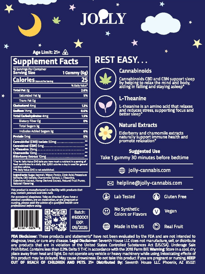 Jolly Elderberry Sunset CBD + CBN Gummies (15ct)  [21+]