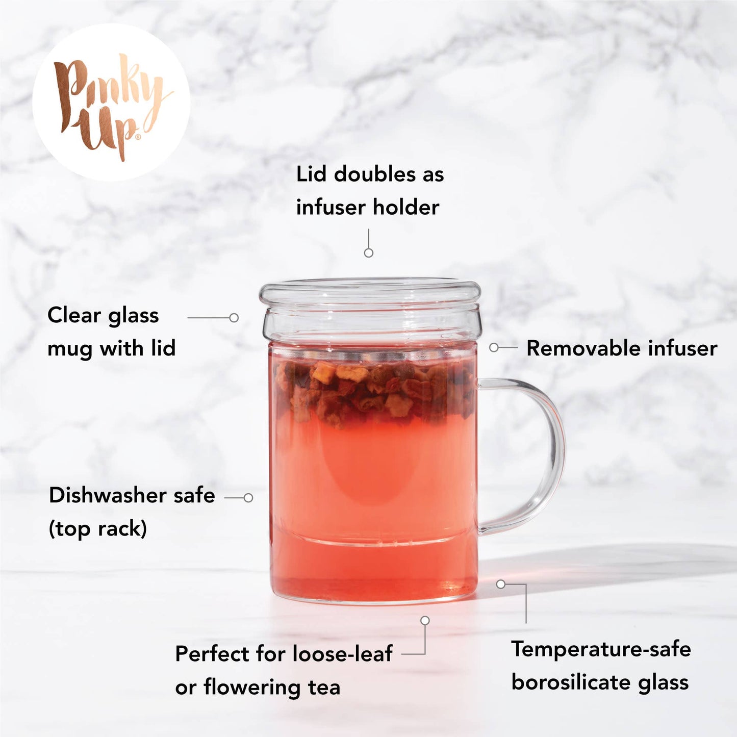 Blake™ Glass Loose Leaf Tea Infuser Mug with Lid