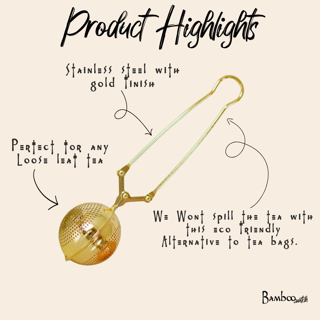 Bamboo Switch - Gold Stainless Steel Tea Strainer | Infuser | Bestseller