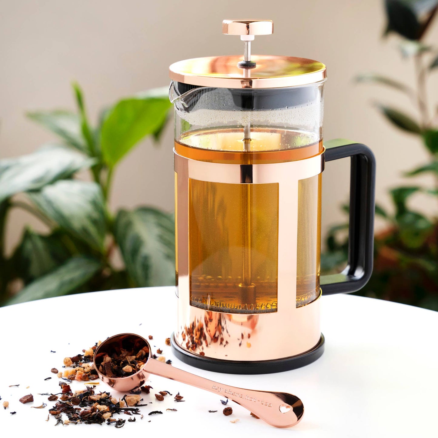 Pinky Up - Piper™ Rose Gold Framed Glass Coffee and Tea Press Pot 34oz