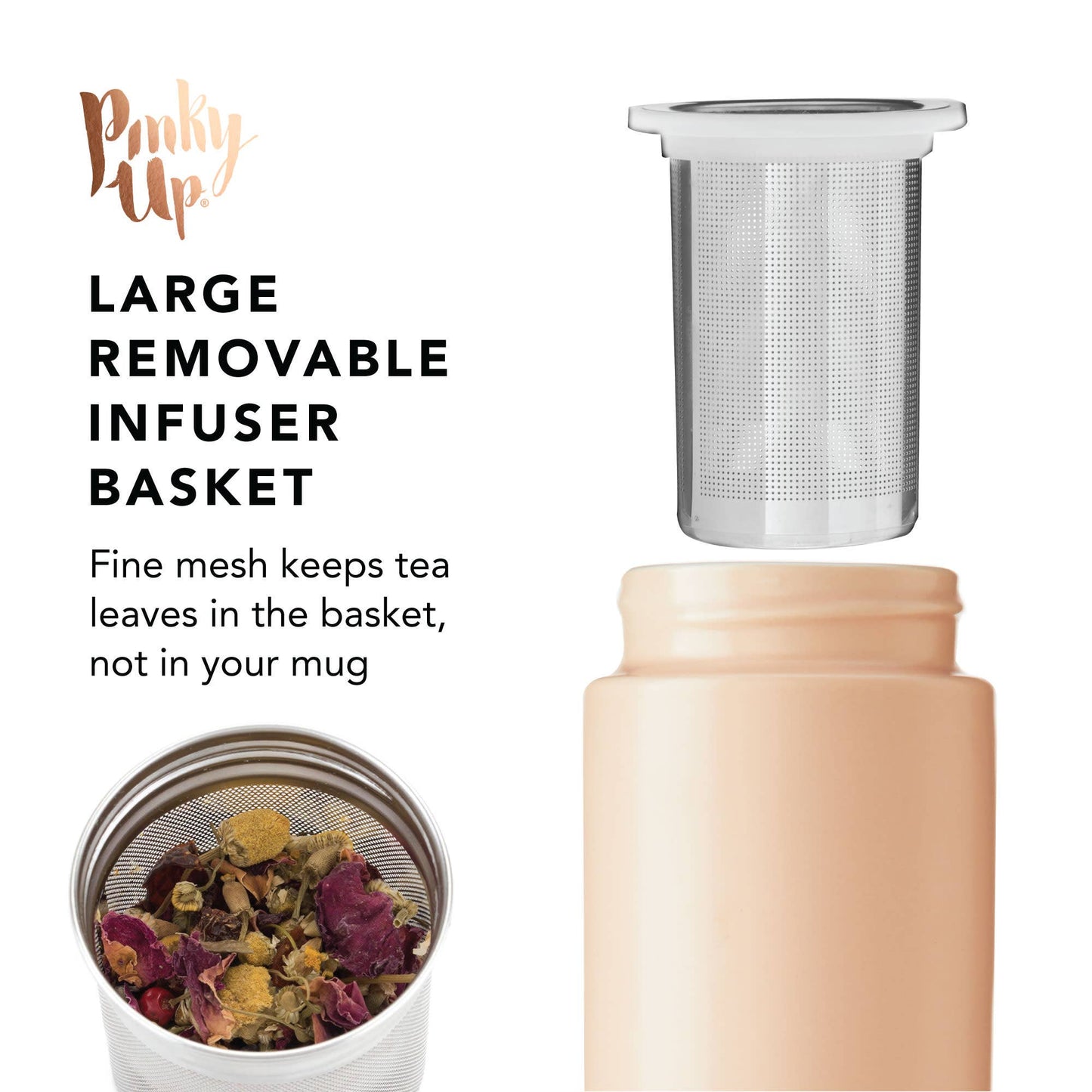 Tatyana™ Double Walled Ceramic Travel Mug w Infuser in Coral