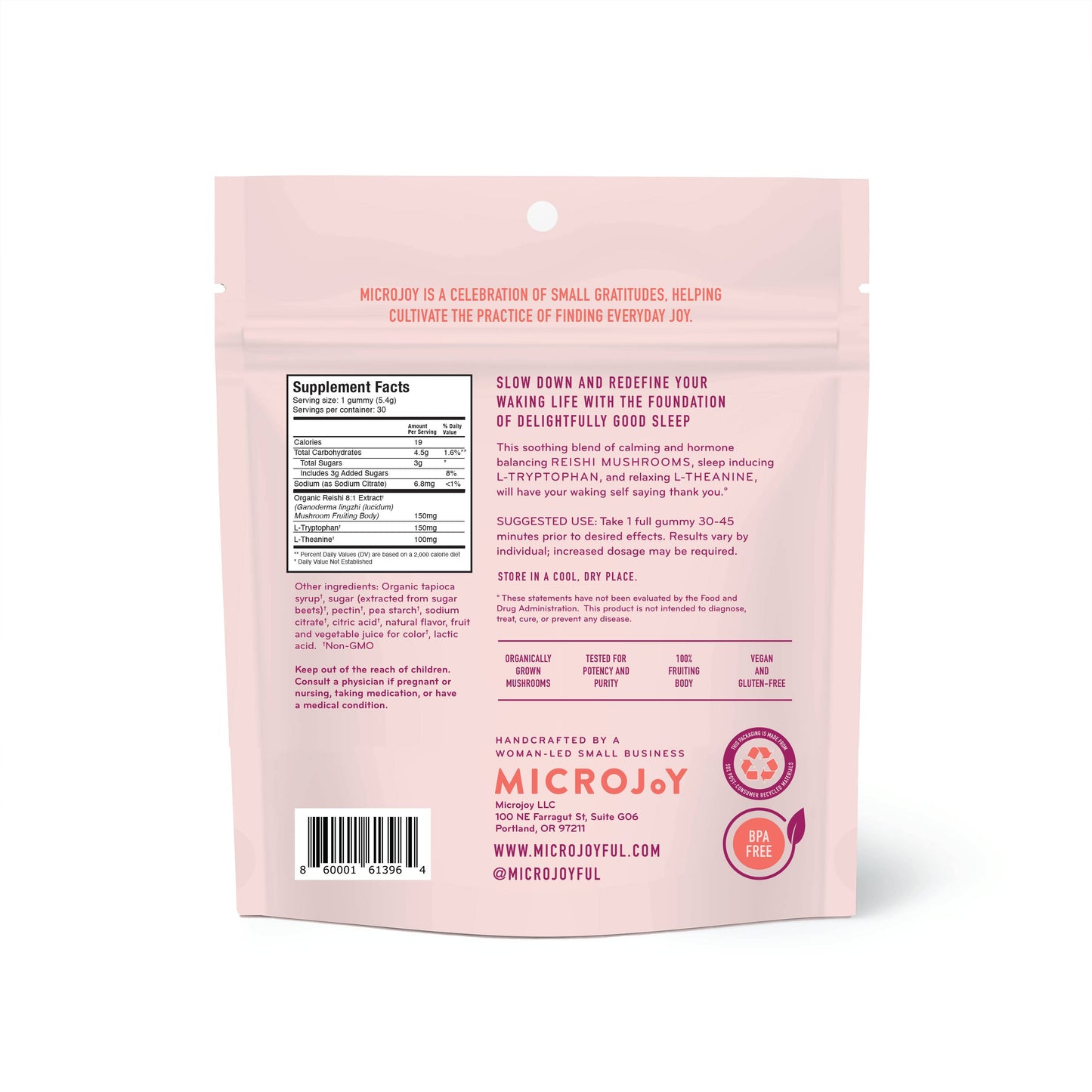 Microjoy - Hibernate Mushroom Gummies (30) / Vegan Supplement / Sleep