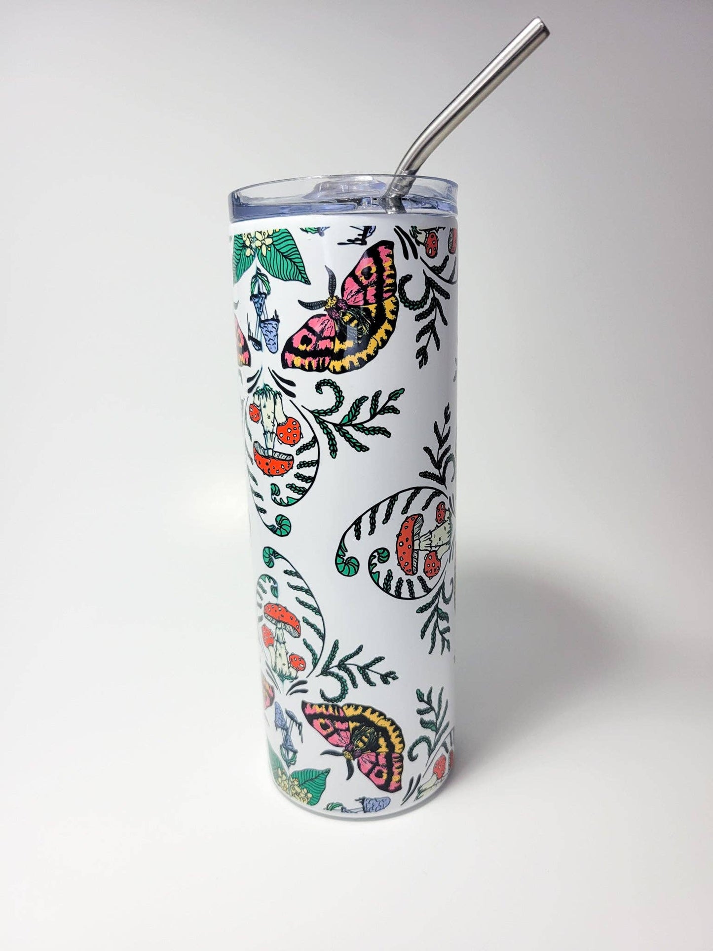 Mushroom Marauder - Mushrooms, Moths + Flowers Full Wrap | 20oz Steel Travel Mug