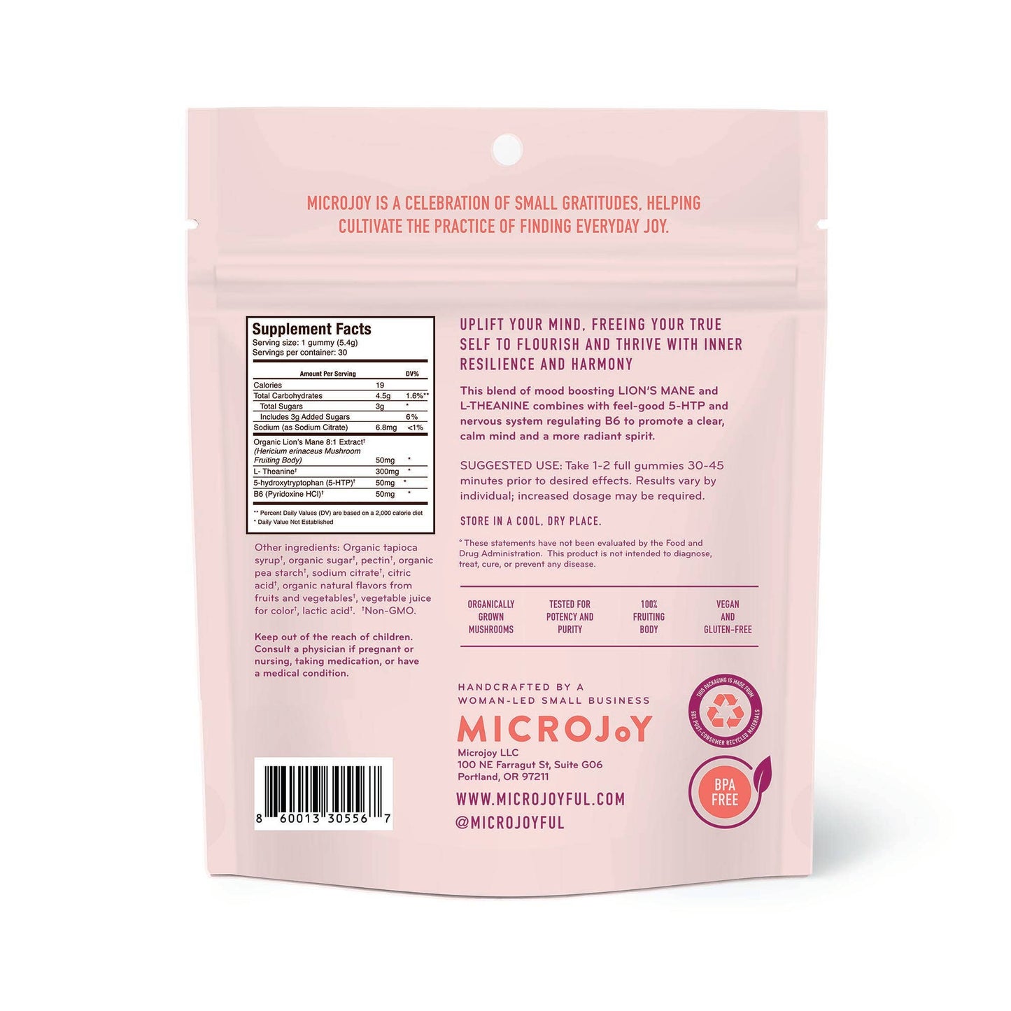 Microjoy - Elevate Mushroom Gummies (30) / Vegan Supplement / Mood
