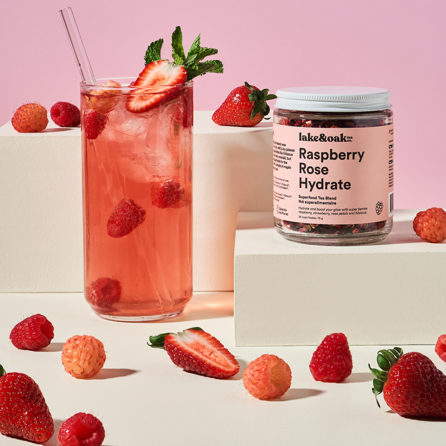 Lake & Oak Tea Co. - Raspberry Rose Hydrate - Superfood Tea Blend