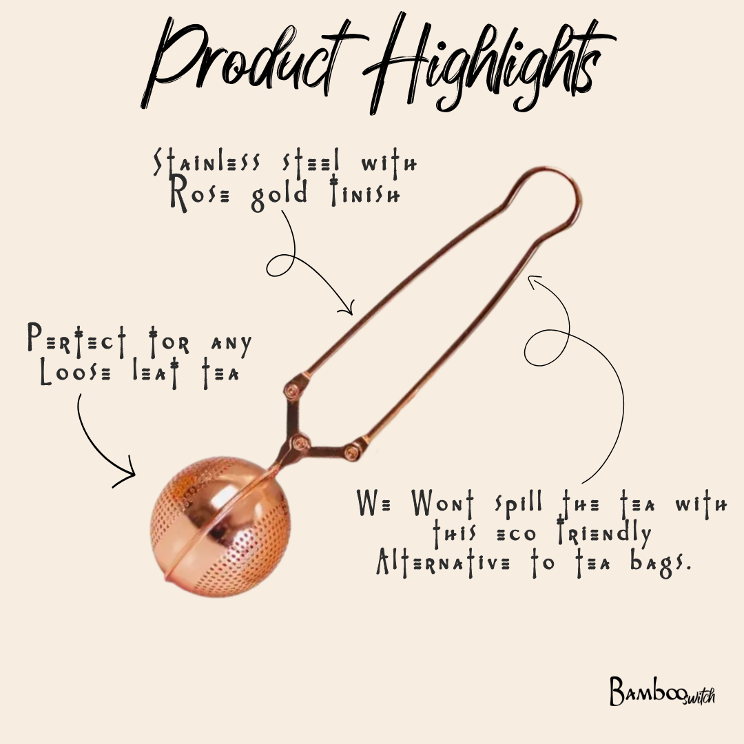 Bamboo Switch - Rose Gold Stainless Steel Tea Strainer | Infuser |Bestseller