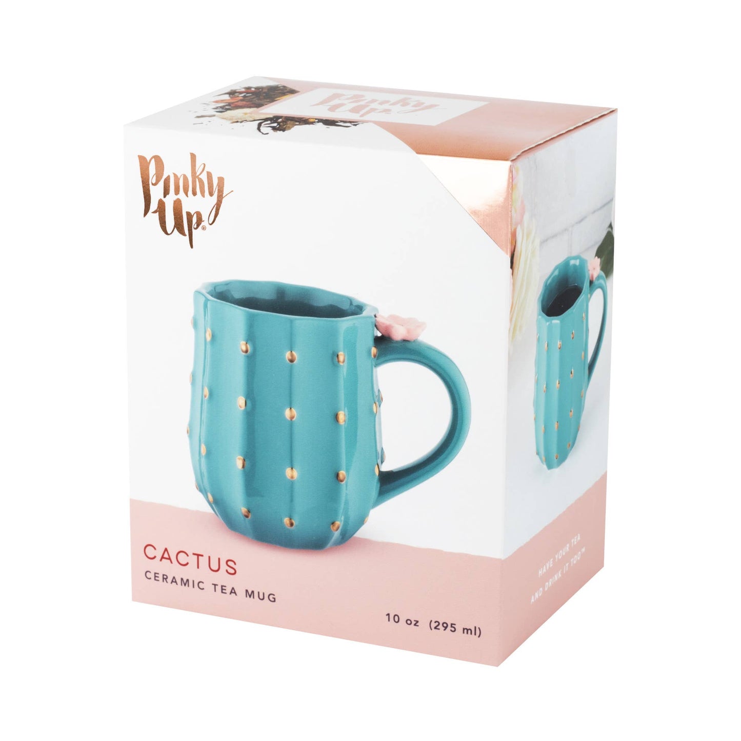 3D Metallic Gold Accented Ceramic Mug Cactus