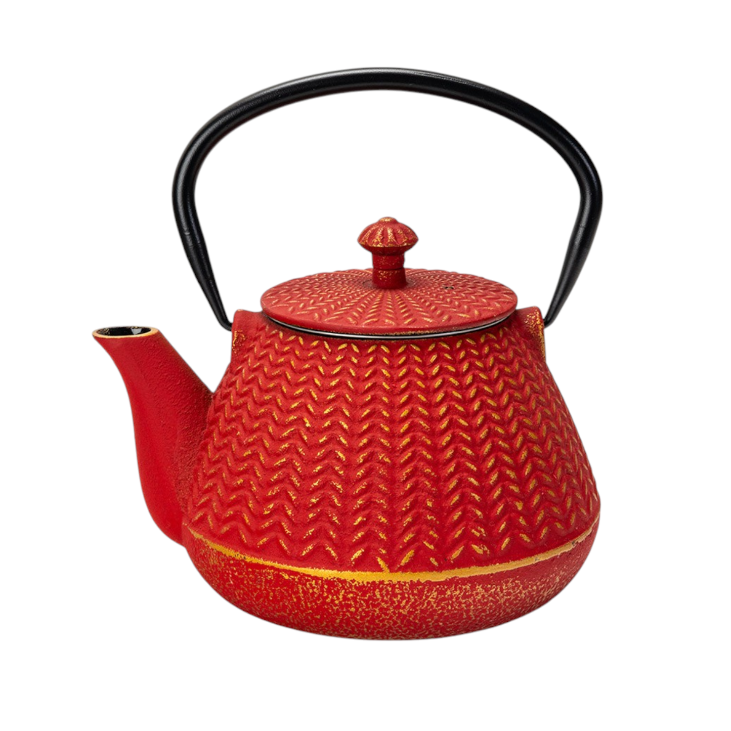 Red Chevron Design 32oz Cast Iron Tea Pot (1/8)