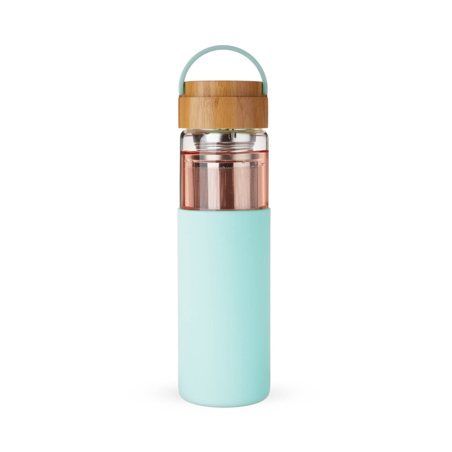 Dana™ Glass Travel Mug Infuser and Silicone Sleeve Turquoise