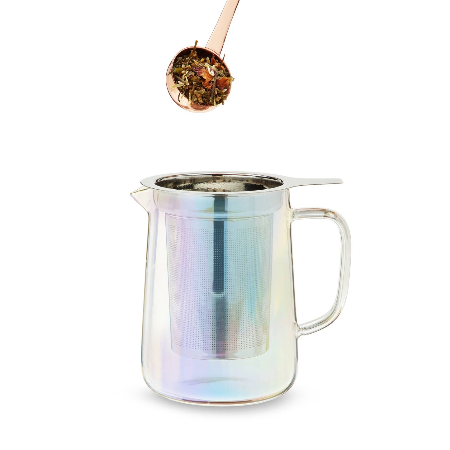 Pinky Up - Chas™ Iridescent Glass Mini Teapot with Infuser and Lid 16oz