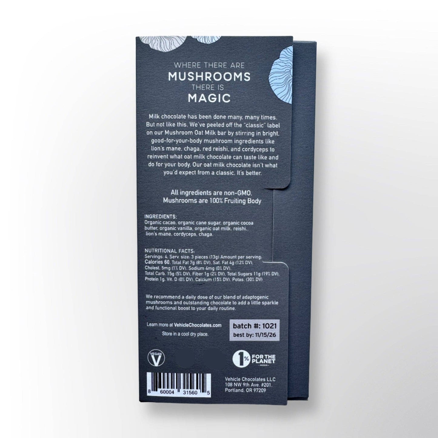 Vehicle Chocolates - Mushroom Oat Milk Chocolate Bar