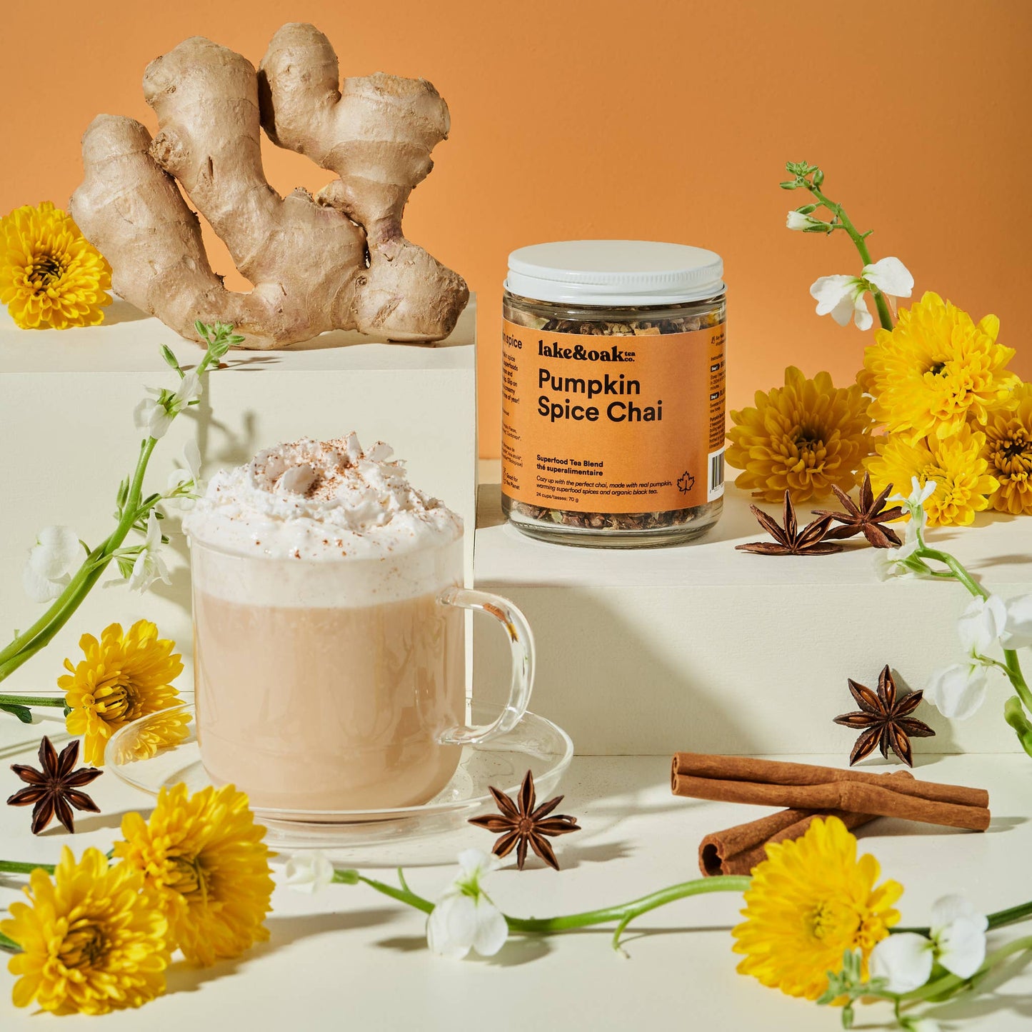 Lake & Oak Tea Co. - Pumpkin Spice Chai -  Superfood Tea Blend