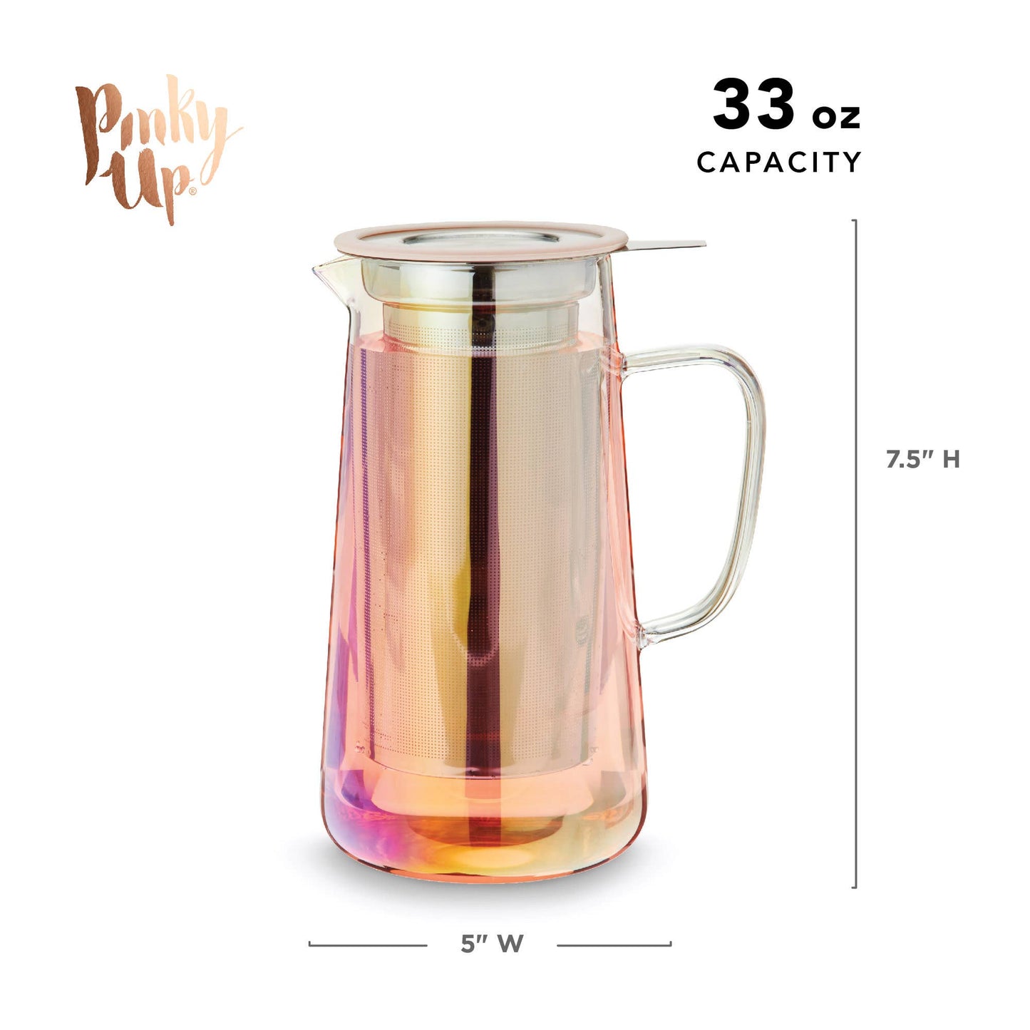Pinky Up - Annika™ Iridescent Glass Teapot with Infuser and Lid 33oz