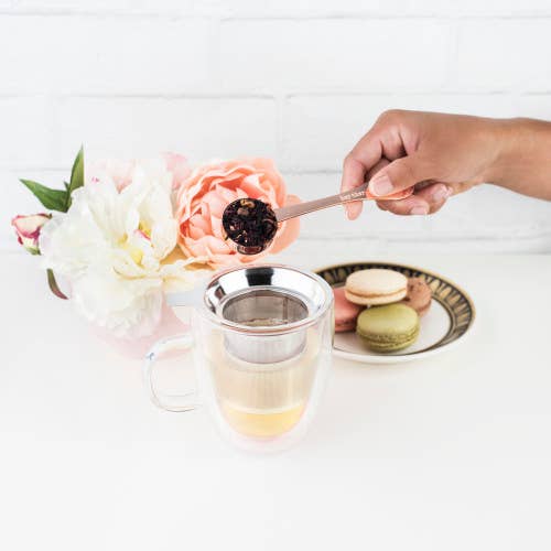 Pinky Up - Rose Gold Finish Engraved Tablespoon - "Hey There, Hot-Tea"